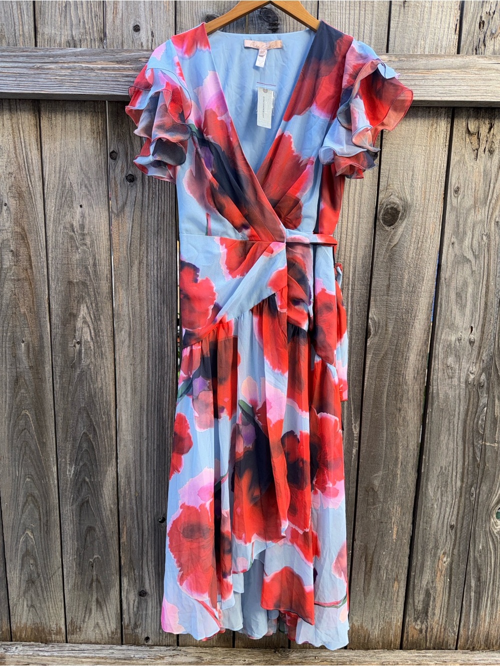 Hutch Anthropologie Zola Flutter-Sleeve Wrap Maxi Dress Size MP - Picture 13 of 13